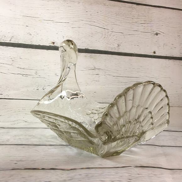 Vintage Heavy Clear Glass Bird SWAN Animal Bowl Serving Dish - Picture 10 of 16